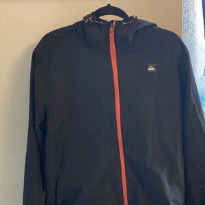 Quiksilver Men's Black Windbreaker with Orange Zipper